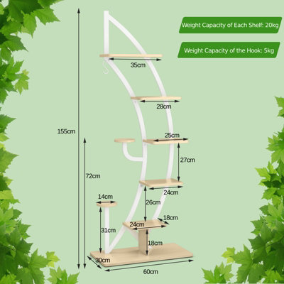 Costway 8-Tier Tall Metal Plant Stand Rack Curved Half Moon Shape Ladder Planter Shelf - 3