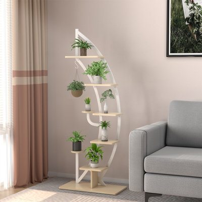 Costway 8-Tier Tall Metal Plant Stand Rack Curved Half Moon Shape Ladder Planter Shelf - 4