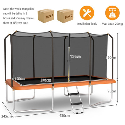 Costway 8 x 14 FT Kids Adults Trampoline Outdoor Rectangular Trampoline w/ Enclosure Net