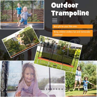 Costway 8 x 14 FT Kids Adults Trampoline Outdoor Rectangular Trampoline w/ Enclosure Net - 3