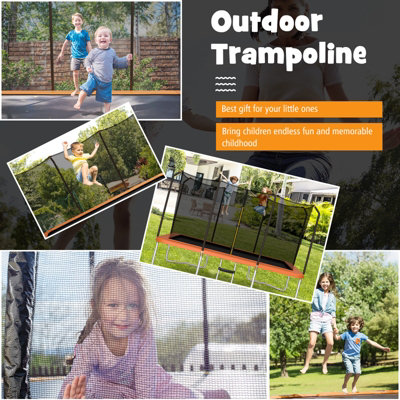 Costway 8 x 14 FT Kids Adults Trampoline Outdoor Rectangular Trampoline w/ Enclosure Net