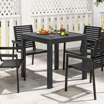 Costway 80-160cm Expandable Patio Dining Table Outdoor Rectangular Aluminum Table for 4-6 Person - 4