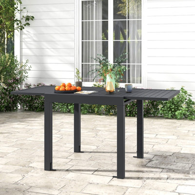 Costway 80-160cm Expandable Patio Dining Table Outdoor Rectangular Aluminum Table for 4-6 Person - 5