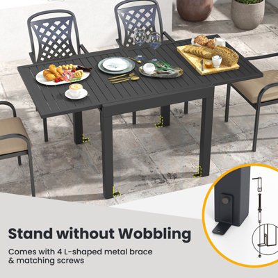 Costway 80-160cm Expandable Patio Dining Table Outdoor Rectangular Aluminum Table for 4-6 Person - 8