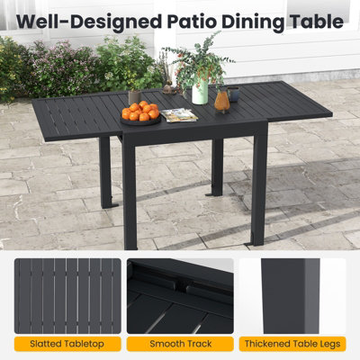 Costway 80-160cm Expandable Patio Dining Table Outdoor Rectangular Aluminum Table for 4-6 Person - 9
