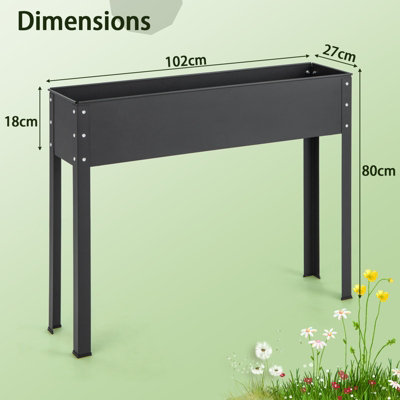 Costway 80 cm Tall Elevated Planter Box Stand Outdoor Metal Flower Bed w/ Drainage Hole