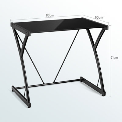 Costway 80 X 50cm Computer Table Z-shaped Home Office Desk Workstatio w/ Tempered Glass Table Top