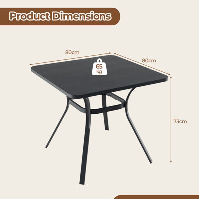 Costway 80cm Patio Dining Table Outdoor Metal Square Table w/ 4 Curved Legs - 3