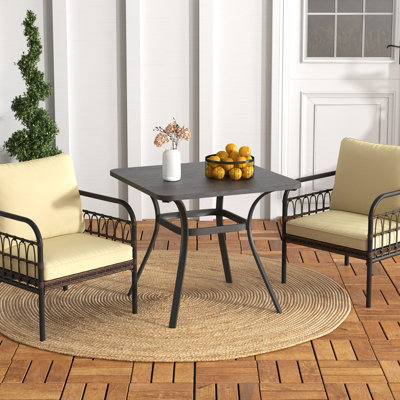 Costway 80cm Patio Dining Table Outdoor Metal Square Table w/ 4 Curved Legs - 4