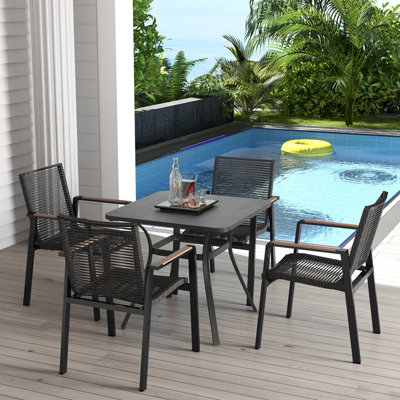 Costway 80cm Patio Dining Table Outdoor Metal Square Table w/ 4 Curved Legs - 5