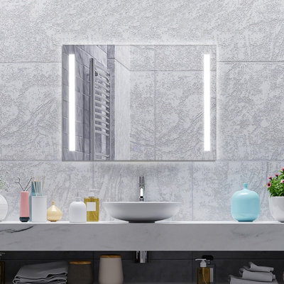 Costway 80CM x 60CM Bathroom Mirror Wall Mounted Mirror Adjustable ...