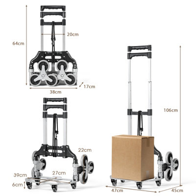 Costway 80KG Heavy Duty Foldable Hand Sack Truck Trolley Aluminium Stair Climbing Cart - 3