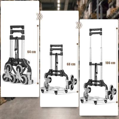 Costway 80KG Heavy Duty Foldable Hand Sack Truck Trolley Aluminium Stair Climbing Cart - 5