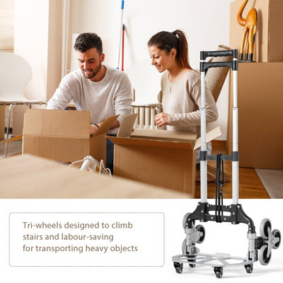 Costway 80KG Heavy Duty Foldable Hand Sack Truck Trolley Aluminium Stair Climbing Cart - 8