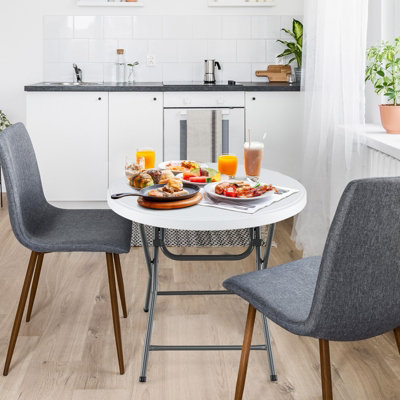 Costway 81 CM Round Folding Table Round Plastic Table Coffee Dining Table - 5