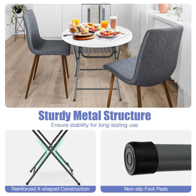 Costway 81 CM Round Folding Table Round Plastic Table Coffee Dining Table - 7