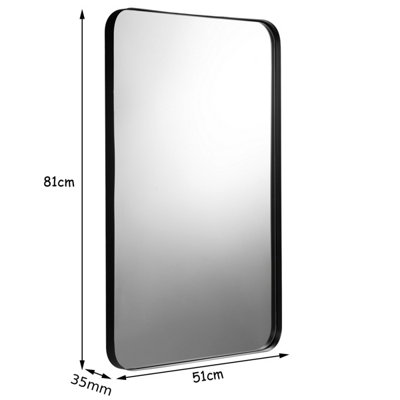 Costway 81 x 51cm Bathroom Wall Mirror Rectangular Wall Hanging Mirror Rounded Corner - 3