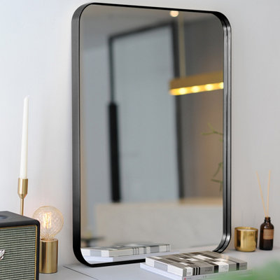 Costway 81 x 51cm Bathroom Wall Mirror Rectangular Wall Hanging Mirror Rounded Corner - 5