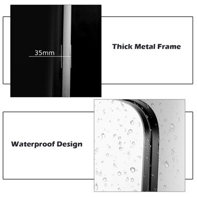 Costway 81 x 51cm Bathroom Wall Mirror Rectangular Wall Hanging Mirror Rounded Corner - 8