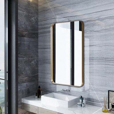 Corner mount bathroom mirror outlet