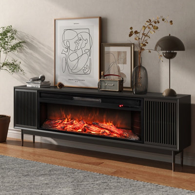 COSTWAY 86 cm Electric Fireplace 5000 BTU Recessed Fireplace Insert w/ Remote Control - 3