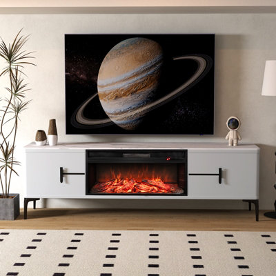 COSTWAY 86 cm Electric Fireplace 5000 BTU Recessed Fireplace Insert w/ Remote Control - 4