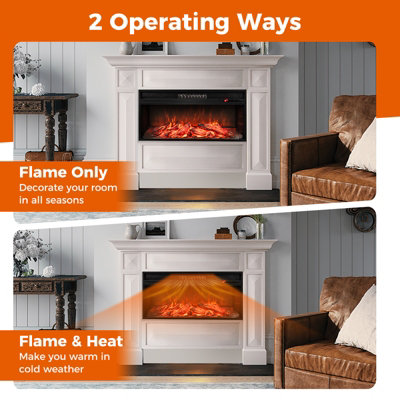 COSTWAY 86 cm Electric Fireplace 5000 BTU Recessed Fireplace Insert w/ Remote Control - 9