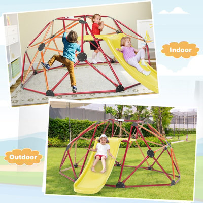 Costway 8FT Dome Climber Kids Toddler Climbing Frame With Slide Geometric Climbing Dome - 3