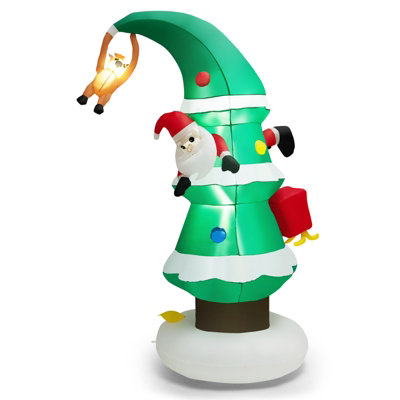 Costway 8FT Inflatable Christmas Tree & Santa Claus w/ LED Air Blower ...