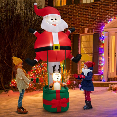 Costway 8FT Lighted Christmas Inflatable Santa Claus Reindeer Blow-up ...
