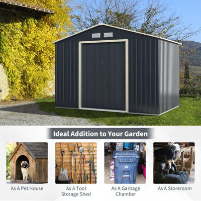 Costway 9.1 x 6.3 FT Outdoor Storage Shed Large Organizer House Double Sliding Door - 7