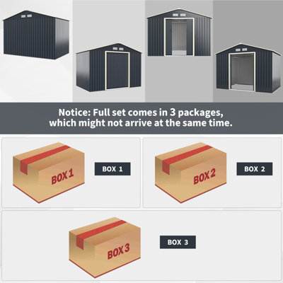 Costway 9.1 x 6.3 FT Outdoor Storage Shed Large Organizer House Double Sliding Door - 9