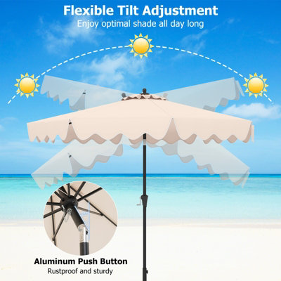 Costway 9 FT Patio Umbrella Outdoor Heavy-Duty 2-Tier Market