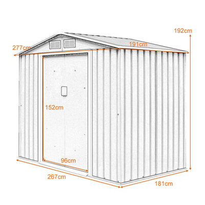 Costway 9 FT x 6 FT Outdoor Storage Shed Tool Storage House with Double Sliding Door
