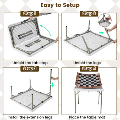 COSTWAY 90 CM Folding Chess Table Square Card Table w/ Removable Table ...