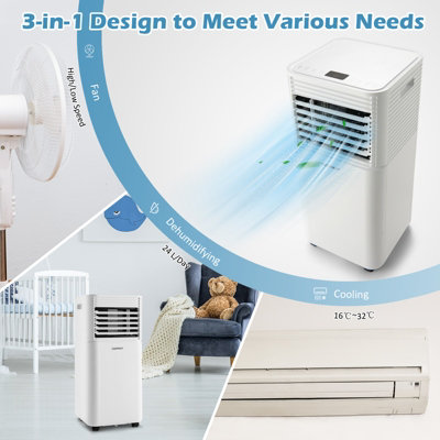 Costway 9000 BTU 3-in-1 Portable Air Conditioner Air Cooler w/ Fan & Dehumidifier Mode - 3