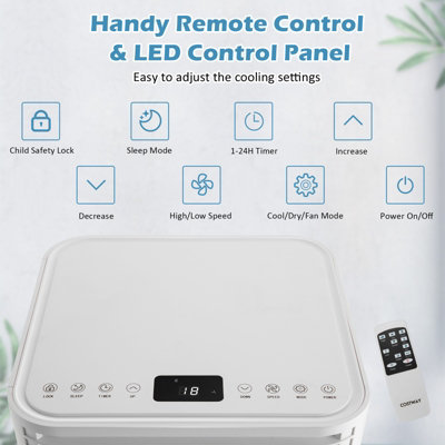 Costway 9000 BTU 3-in-1 Portable Air Conditioner Air Cooler w/ Fan & Dehumidifier Mode - 7