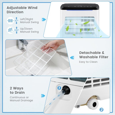 Costway 9000 BTU Air Conditioner 5-in-1 Air Cooling Heating Fan Dehumidifier - 8