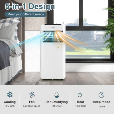 Costway 9000 BTU Portable Air Conditioner 5-in-1 Air Cooling Heating Fan Dehumidifier WIFI