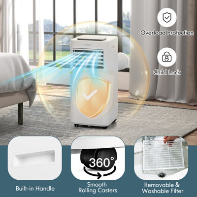 Costway 9000 BTU Portable Air Conditioner 5-in-1 Air Cooling Heating Fan Dehumidifier WIFI - 9