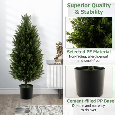 Costway 90CM Artificial Topiary Cedar Tree Fake Cypress Tree with Cement Plastic Pot - 6