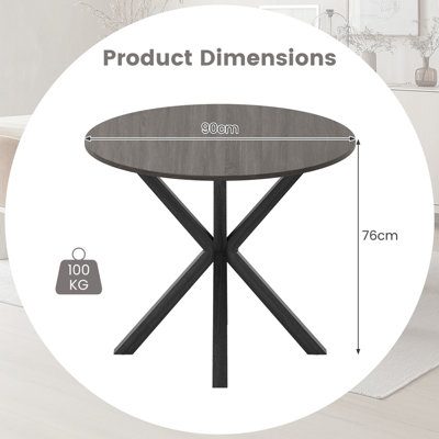 COSTWAY 90CM Wood Dining Table Round Kitchen Table for 2-4 People-Black