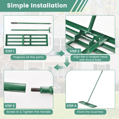 Costway 91 cm Garden Lawn Leveling Rake Effort-saving Landscape Rake w/ Ergonomic Handle - 8