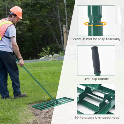 Costway 91 cm Garden Lawn Leveling Rake Effort-saving Landscape Rake w/ Ergonomic Handle - 9