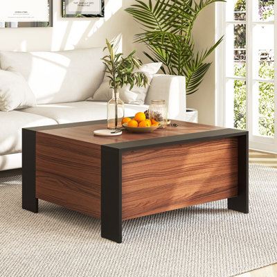 Costway 92 x 92cm Coffee Table w/ Sliding Top Square Center Table Extendable Cocktail Tea Table