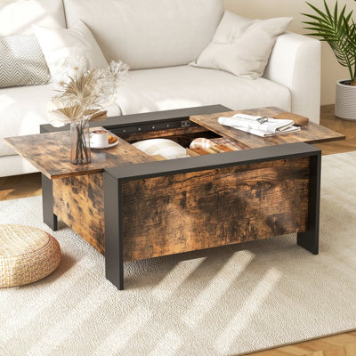 Costway 92 x 92cm Coffee Table w/ Sliding Top Square Center Table