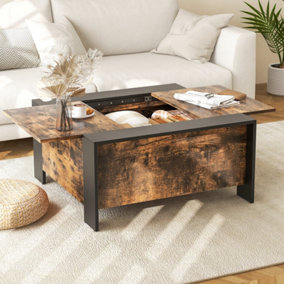 Costway 92 x 92cm Coffee Table w/ Sliding Top Square Center Table Extendable Cocktail Tea Table