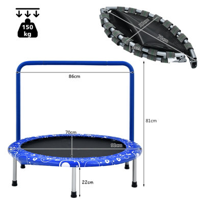 Costway 92cm Kids Trampoline Mini Rebounder w/ Safety Padded Cover & Full Covered Handle