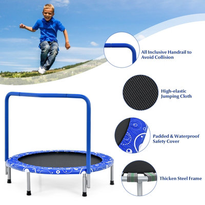 Costway 92cm Kids Trampoline Mini Rebounder w/ Safety Padded Cover & Full Covered Handle - 6