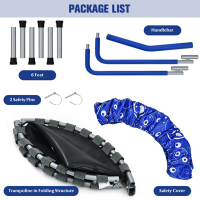Costway 92cm Kids Trampoline Mini Rebounder w/ Safety Padded Cover & Full Covered Handle - 9